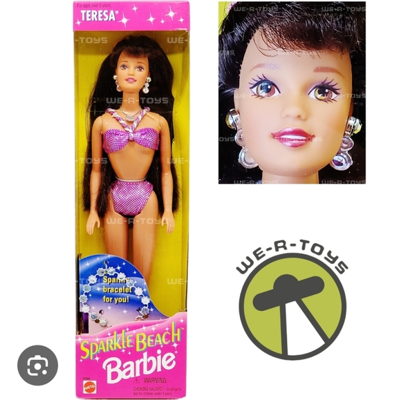1995 Sparkle Beach Teresa 90s Purple Swimsuit Barbie Doll - Picture 3 of 10